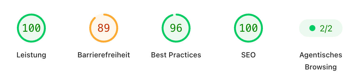 PageSpeed Insights score for the new Hugo site